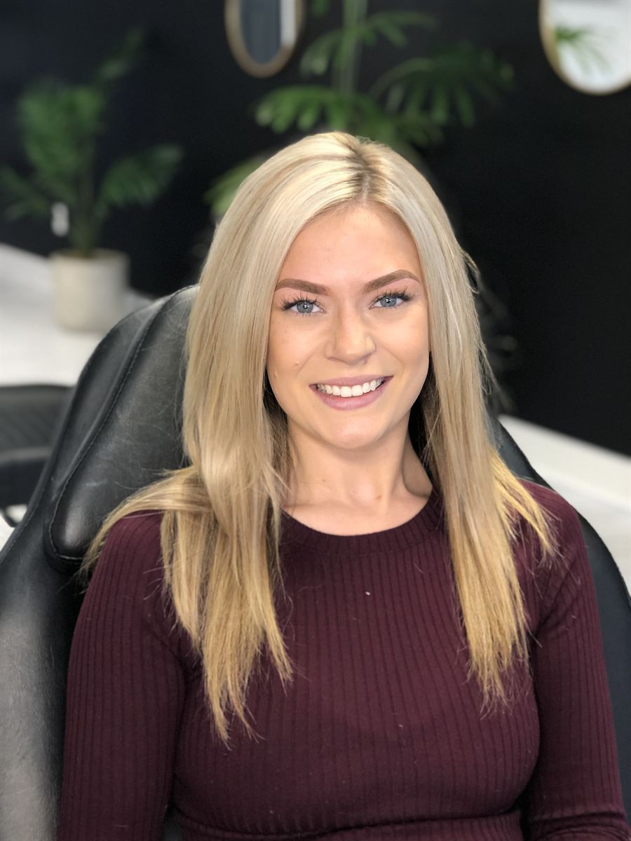 Client portrait with healed, defined permanent brows